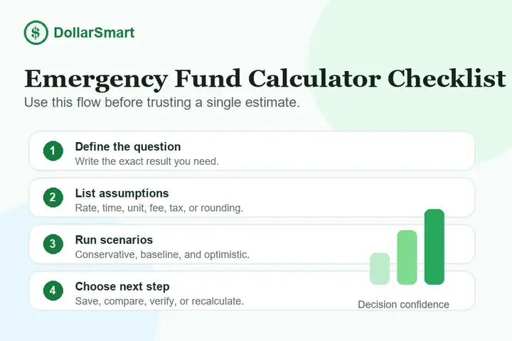 emergency fund calculator checklist infographic