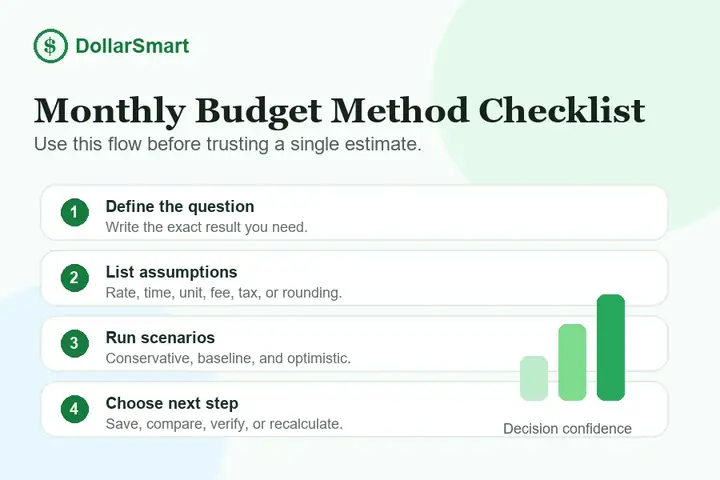 monthly budget method checklist infographic