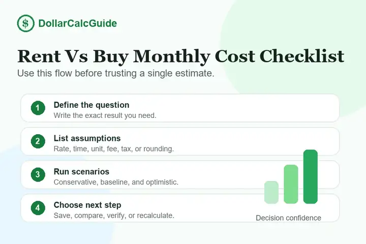 rent vs buy monthly cost checklist infographic