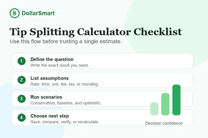 tip splitting calculator checklist infographic